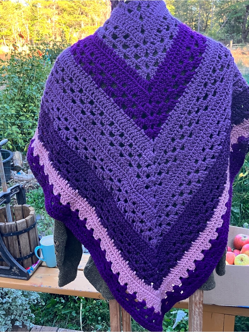 Crocheted purple Shawl handmade